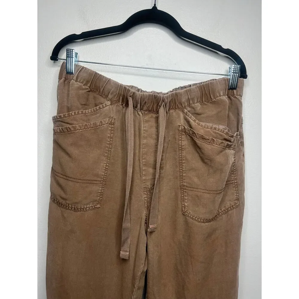 Pilcro Anthropologie Brown Linen‎ Blend Barrel Jogger Pants Brown Utility Boho M